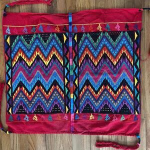 Vintage Guatemalan Handwoven Rug / Wall Hanging / Textile in Geometric Pattern